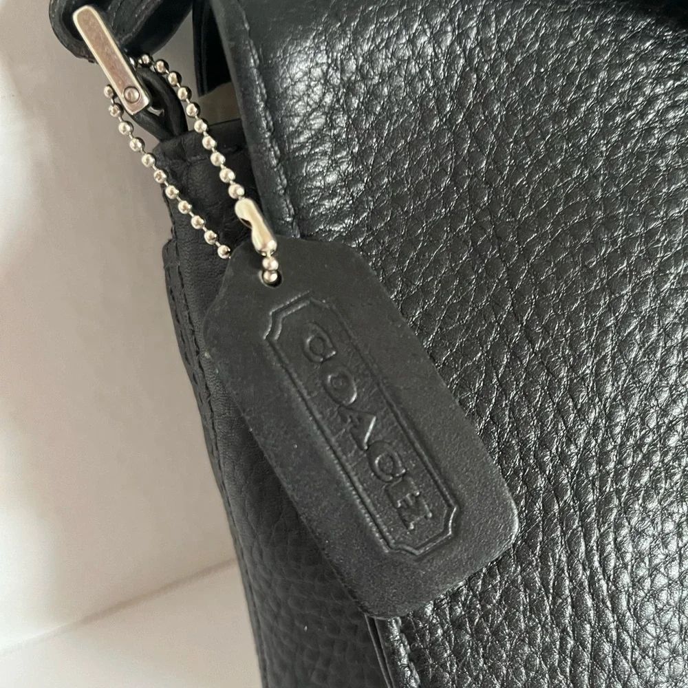 Vtg COACH Leather Hudson Black Flap Shoulder Bag Crossbody Purse L8P-6801 - Picture 5 of 12